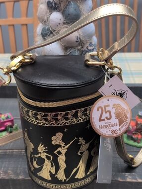 Disney Black and Gold Hercules Cylinder Crossbody Bag - 25th Anniversary